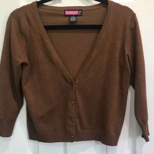 Say What? Brown Cardigan Sweater Cozy Layer